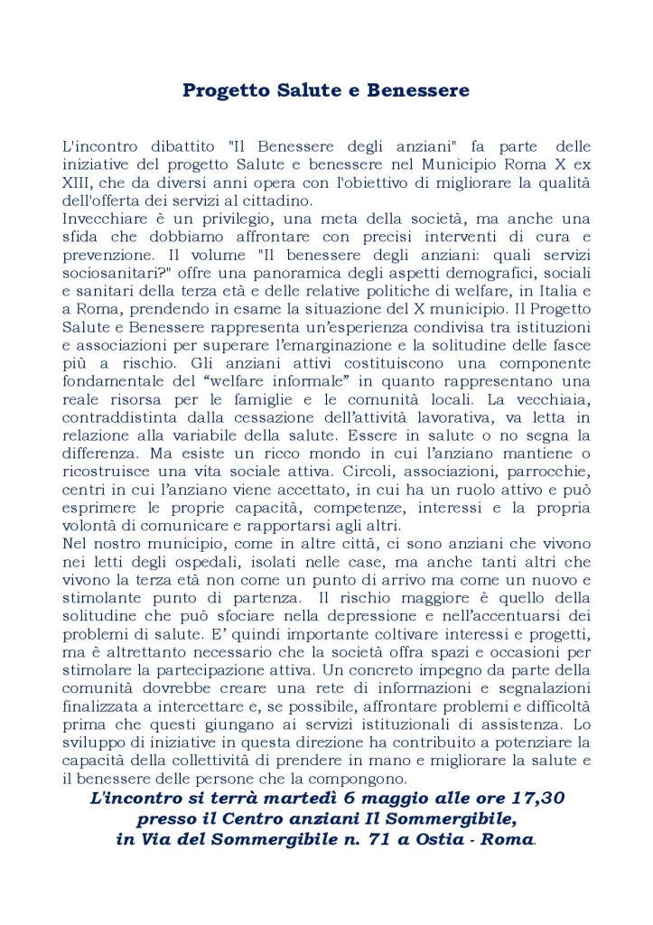 Progetto Salute e Benessere