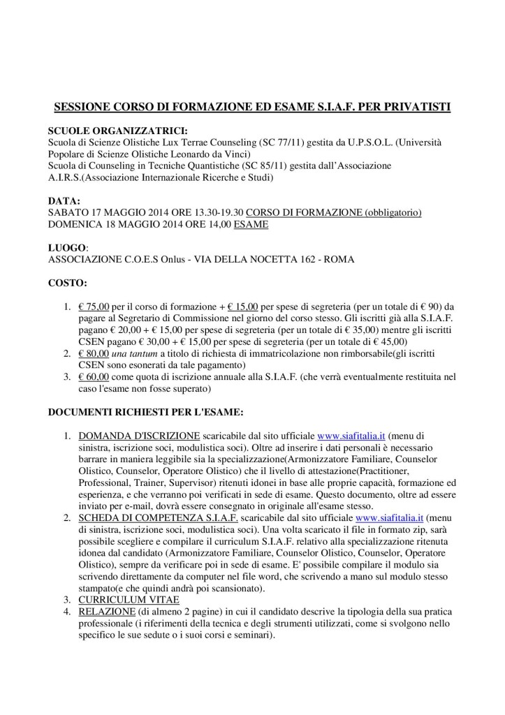 SESSIONE CORSO DI FORMAZIONE ED ESAME-001