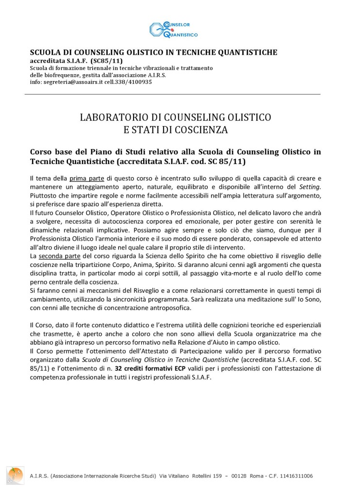 presentazione corso laboratorio di counseling olistico  accreditato siaf-001